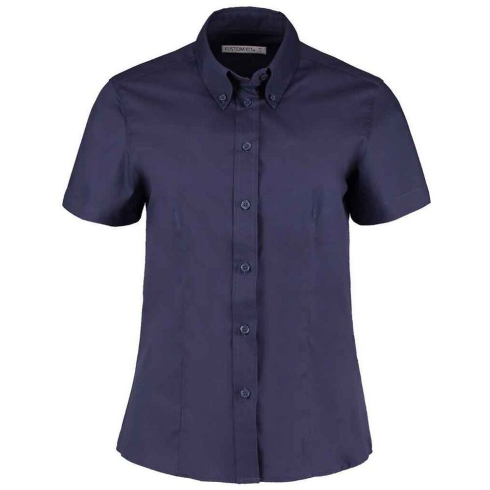 Kustom Kit Womens/Ladies  Oxford Tailored Short-Sleeved Shirt / Midnight Navy
